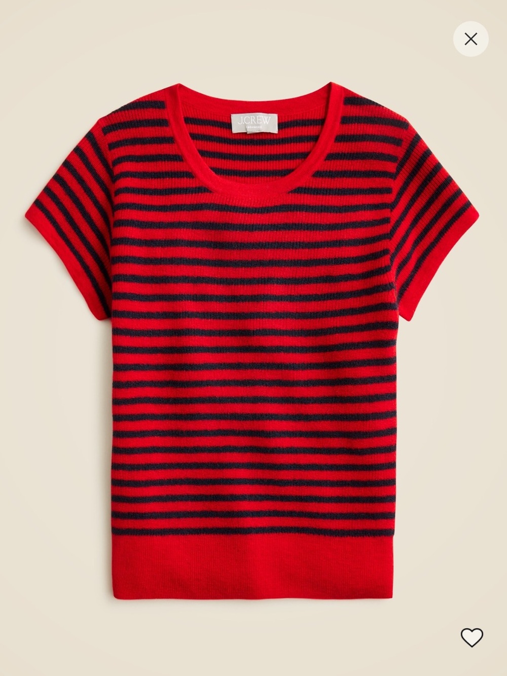 J.Crew Striped Short Sleeve Cashmere Sweater